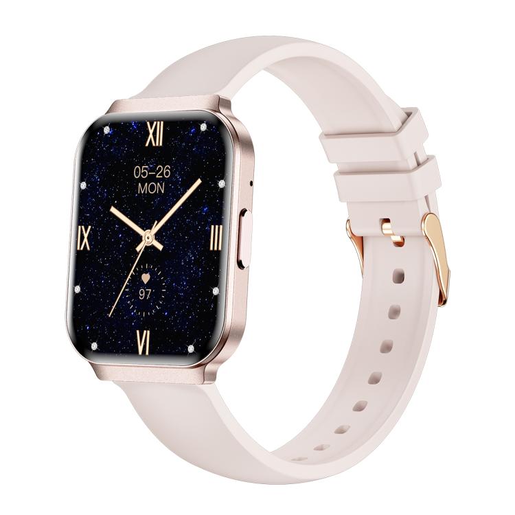 QS06 1.75 inch Square Screen Ultra-Thin Smart Calling Watch, Support Health Monitoring, Gold Silicone Strap, Pink Silicone Strap, Starlight Silicone Strap, Dark Gray Silicone Strap, Dark Gray Steel Strap, Gold Steel Strap