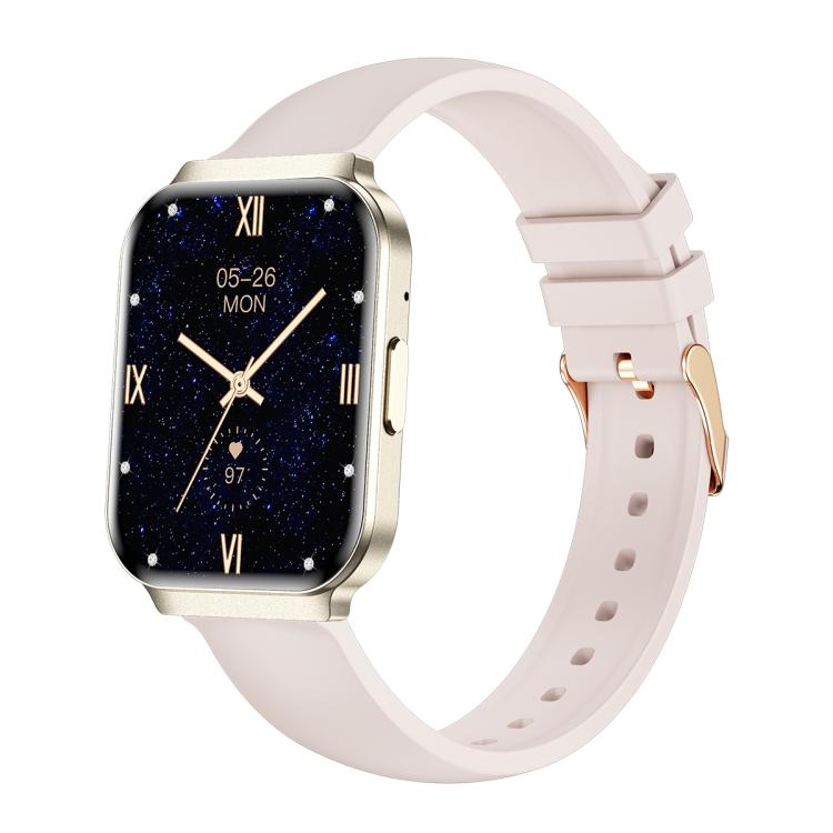 QS06 1.75 inch Square Screen Ultra-Thin Smart Calling Watch, Support Health Monitoring, Gold Silicone Strap, Pink Silicone Strap, Starlight Silicone Strap, Dark Gray Silicone Strap, Dark Gray Steel Strap, Gold Steel Strap