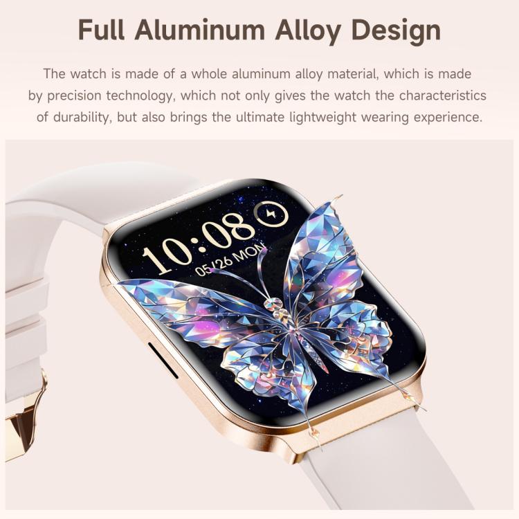 QS06 1.75 inch Square Screen Ultra-Thin Smart Calling Watch, Support Health Monitoring, Gold Silicone Strap, Pink Silicone Strap, Starlight Silicone Strap, Dark Gray Silicone Strap, Dark Gray Steel Strap, Gold Steel Strap