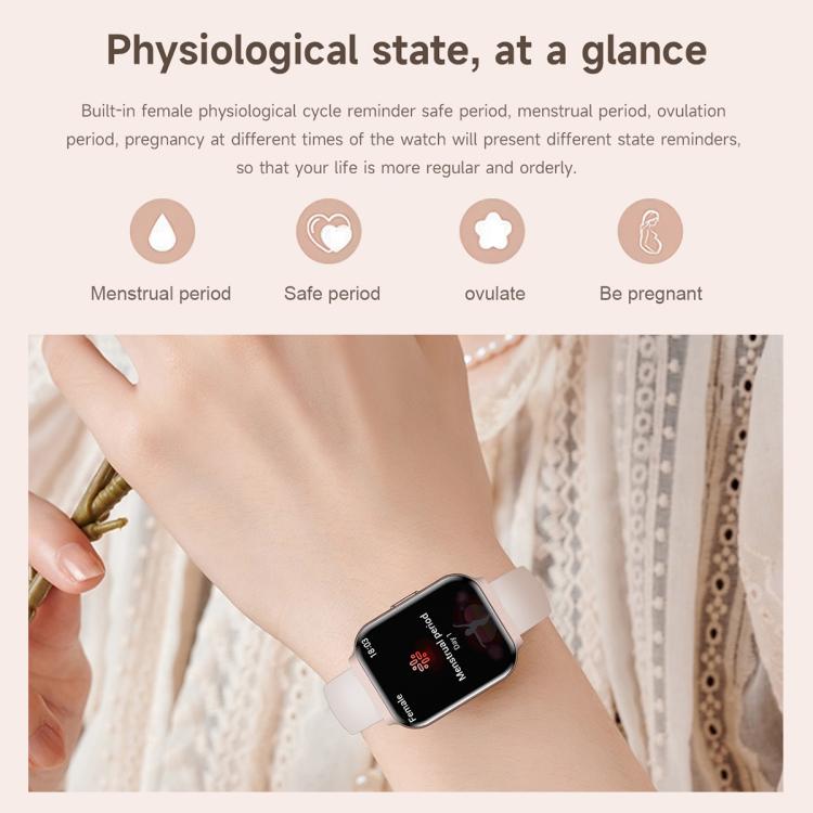 QS06 1.75 inch Square Screen Ultra-Thin Smart Calling Watch, Support Health Monitoring, Gold Silicone Strap, Pink Silicone Strap, Starlight Silicone Strap, Dark Gray Silicone Strap, Dark Gray Steel Strap, Gold Steel Strap