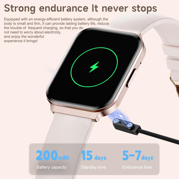 QS06 1.75 inch Square Screen Ultra-Thin Smart Calling Watch, Support Health Monitoring, Gold Silicone Strap, Pink Silicone Strap, Starlight Silicone Strap, Dark Gray Silicone Strap, Dark Gray Steel Strap, Gold Steel Strap