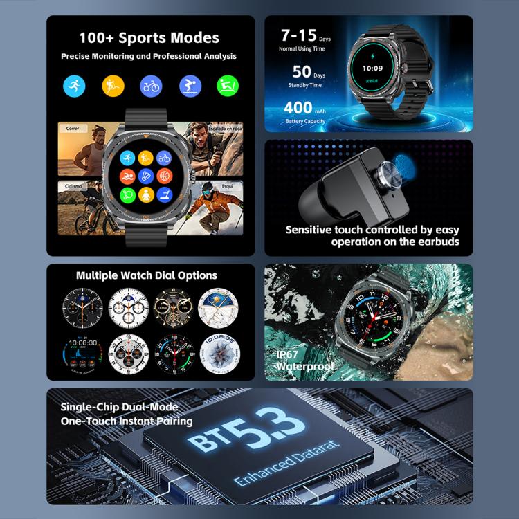 G99 1.53-inch Display 2-in-1 Smart Sports Watch TWS Bluetooth Earphones
