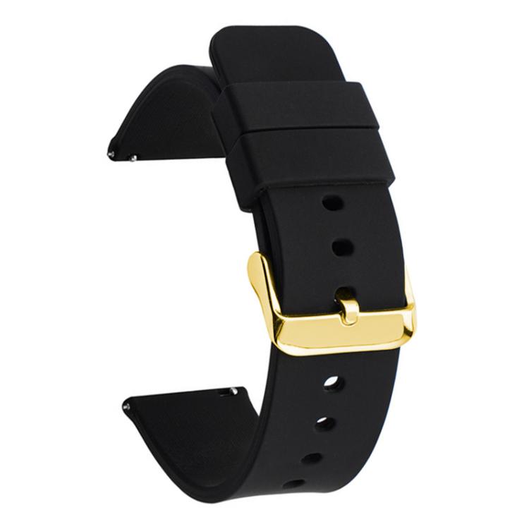 xDfind Stainless Steel Gold Pin Buckle Solid Color Silicone Waterproof Watch Band, 16mm, 18mm, 19mm