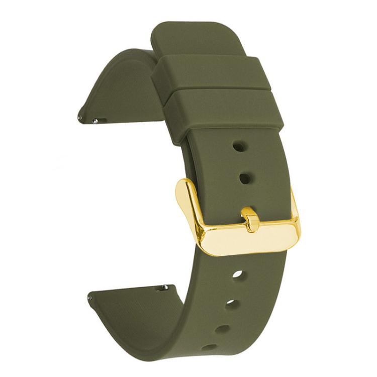 xDfind Stainless Steel Gold Pin Buckle Solid Color Silicone Waterproof Watch Band, 20mm, 21mm, 22mm