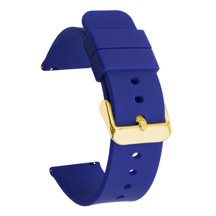 xDfind Stainless Steel Gold Pin Buckle Solid Color Silicone Waterproof Watch Band, 24mm