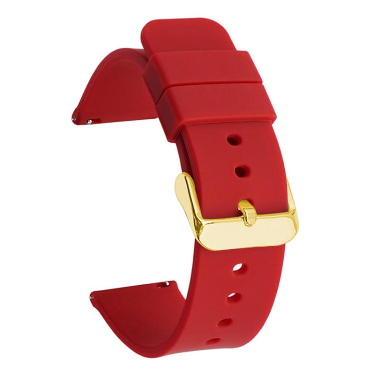 xDfind Stainless Steel Gold Pin Buckle Solid Color Silicone Waterproof Watch Band, 24mm