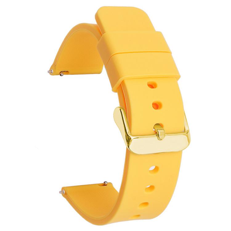 xDfind Stainless Steel Gold Pin Buckle Solid Color Silicone Waterproof Watch Band, 24mm