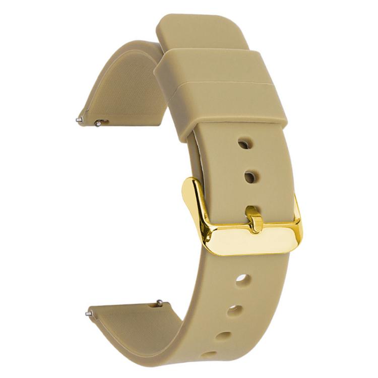 xDfind Stainless Steel Gold Pin Buckle Solid Color Silicone Waterproof Watch Band, 24mm