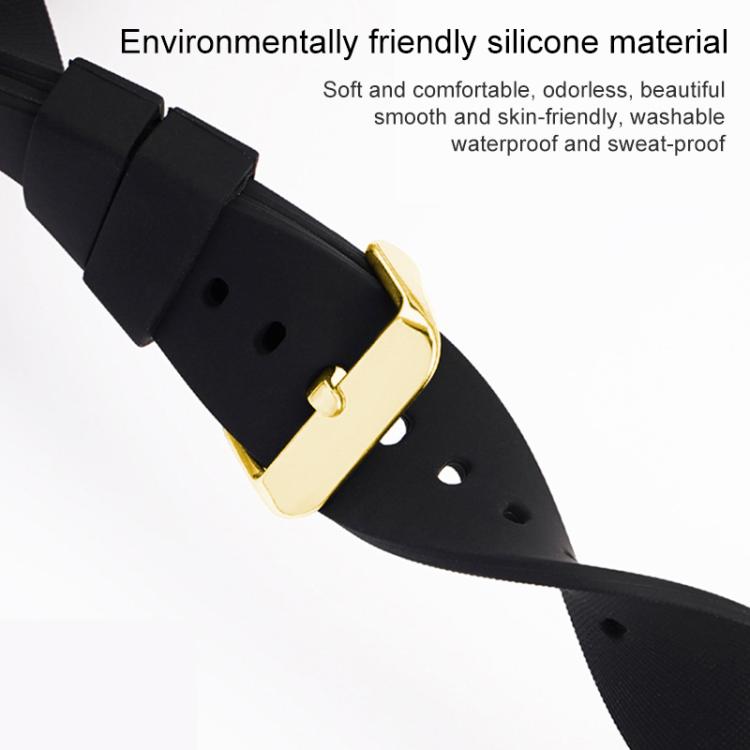 xDfind Stainless Steel Gold Pin Buckle Solid Color Silicone Waterproof Watch Band, 16mm, 18mm, 19mm