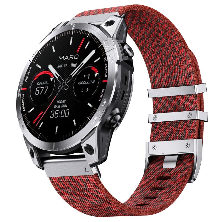 Quick Release Watch Connector Striped Nylon Watch Band, For Garmin 22mm