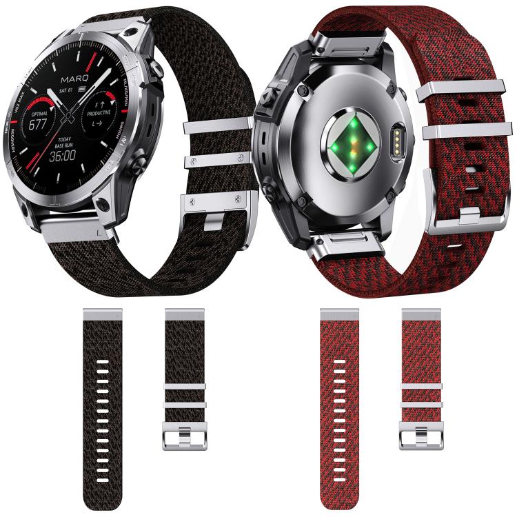 Quick Release Watch Connector Striped Nylon Watch Band, For Garmin 22mm