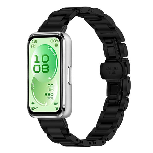 Slim Butterfly Buckle Metal Stainless Steel Watch Band, For Huawei Band 11 / Band 11 Pro