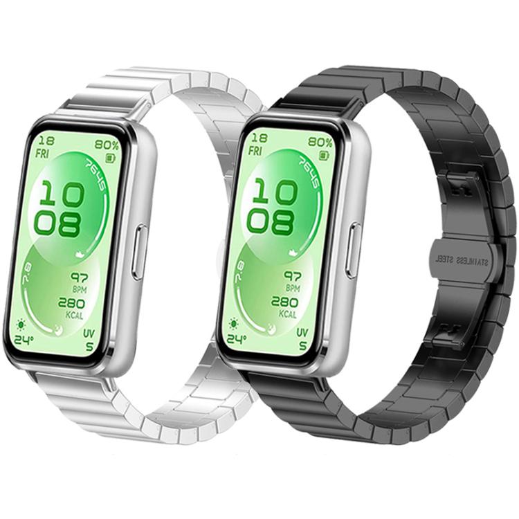 One Beads Butterfly Buckle Stainless Steel Watch Band, For Huawei Band 11 / Band 11 Pro