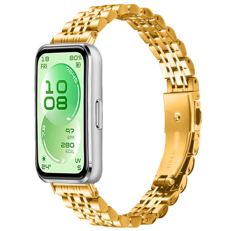 Seven Beads Folding Buckle Stainless Steel Watch Band, For Huawei Band 11 / Band 11 Pro
