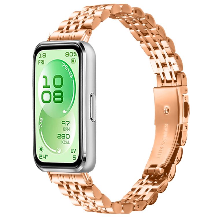 Seven Beads Folding Buckle Stainless Steel Watch Band, For Huawei Band 11 / Band 11 Pro