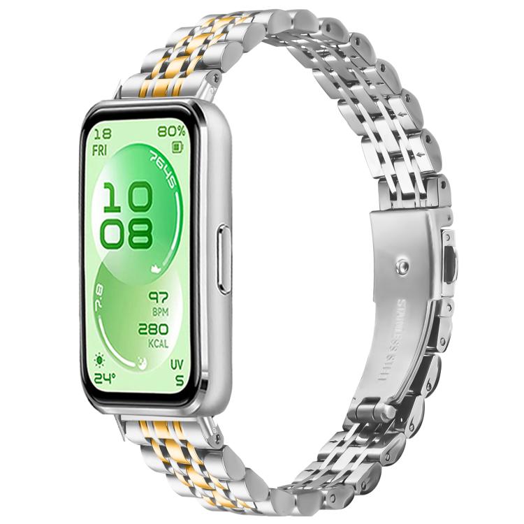 Seven Beads Folding Buckle Stainless Steel Watch Band, For Huawei Band 11 / Band 11 Pro