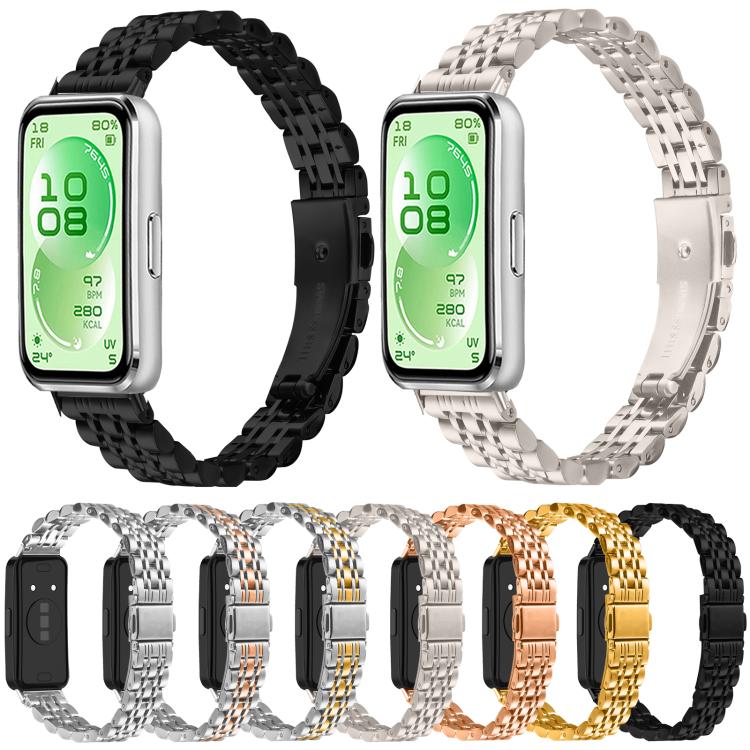 Seven Beads Folding Buckle Stainless Steel Watch Band, For Huawei Band 11 / Band 11 Pro
