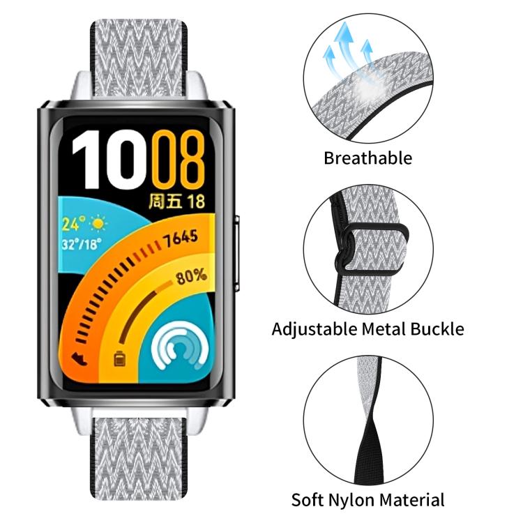 Buckle Wave Braided Nylon Watch Band, For Huawei Band 11 / Band 11 Pro