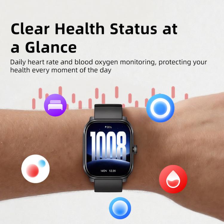 GS12 1.96 inch Ultra-HD Large Screen BT Calling Smart Watch, Support Health Monitoring