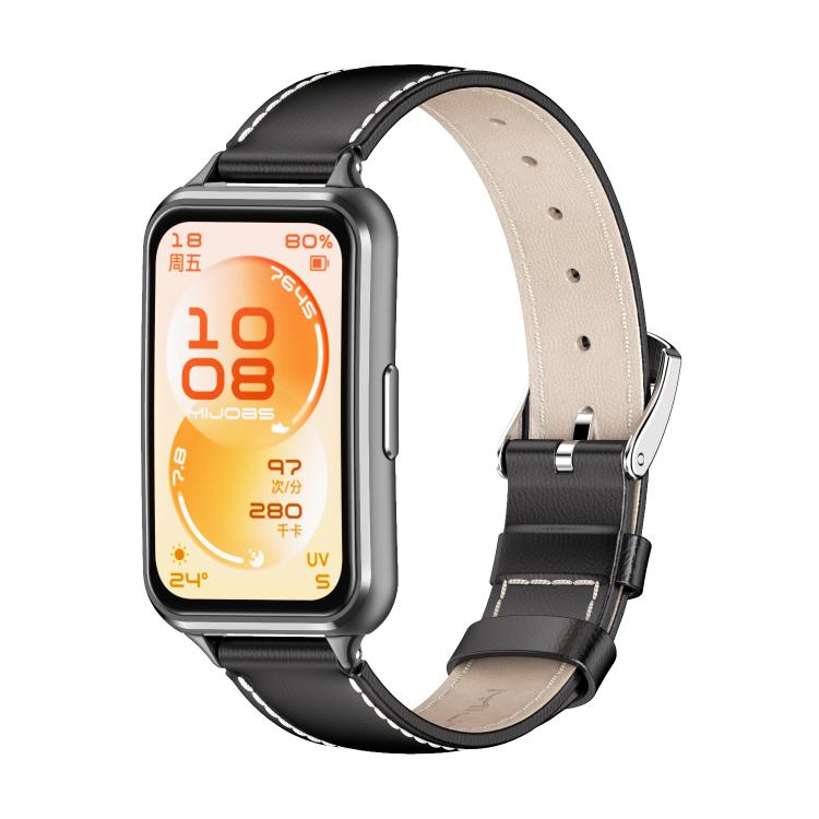 MIJOBS Top Grain Cowhide Watch Band, For Huawei Band 11 / Band 11 Pro