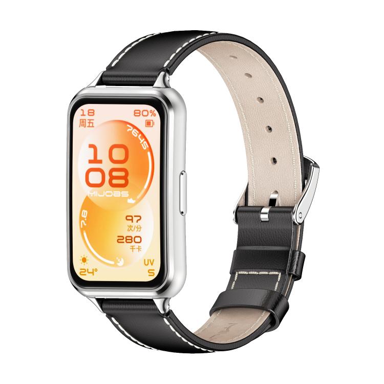 MIJOBS Top Grain Cowhide Watch Band, For Huawei Band 11 / Band 11 Pro