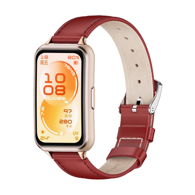 MIJOBS Top Grain Cowhide Watch Band, For Huawei Band 11 / Band 11 Pro
