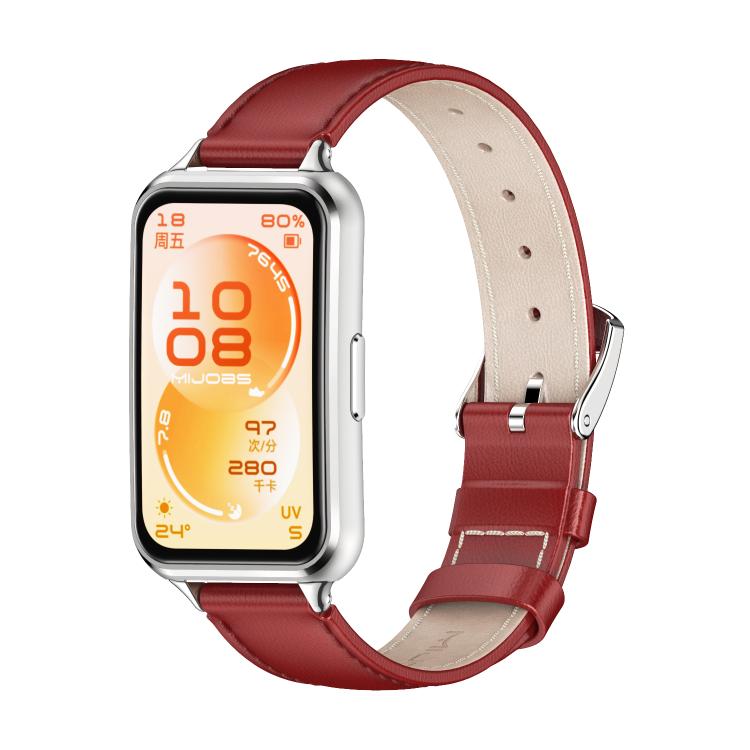 MIJOBS Top Grain Cowhide Watch Band, For Huawei Band 11 / Band 11 Pro