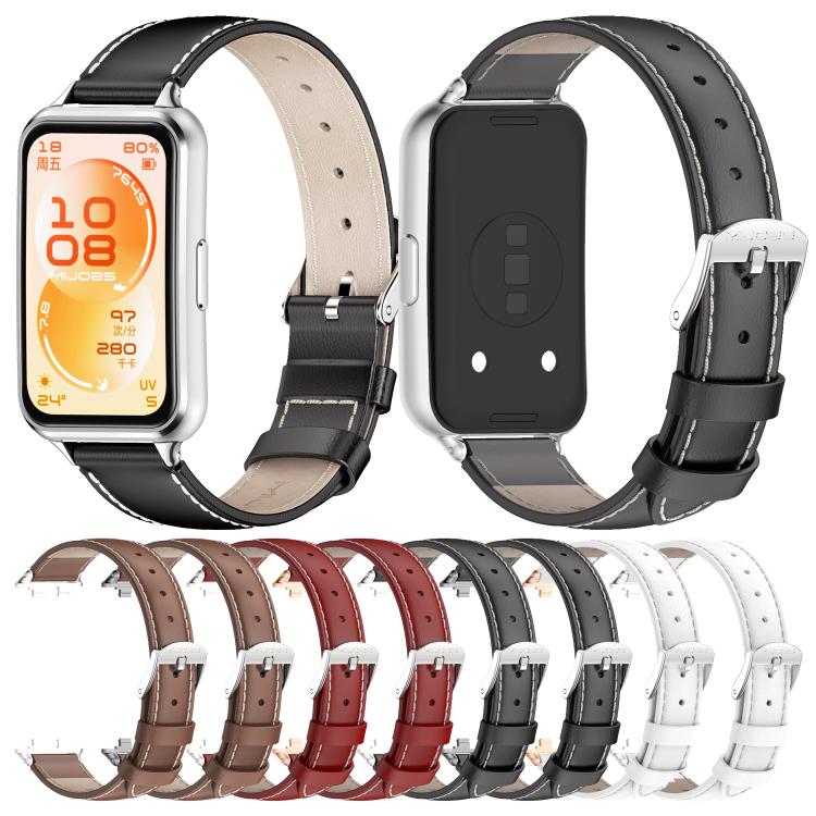 MIJOBS Top Grain Cowhide Watch Band, For Huawei Band 11 / Band 11 Pro