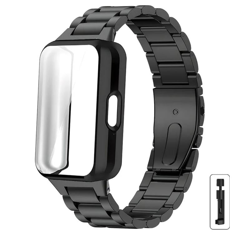 Tri-Beads Stainless Steel Watch Band with TPU Case and Strap Link Remover Set, For Samsung Galaxy Fit3