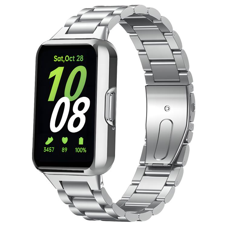 Tri-Beads Stainless Steel Watch Band with TPU Case and Strap Link Remover Set, For Samsung Galaxy Fit3