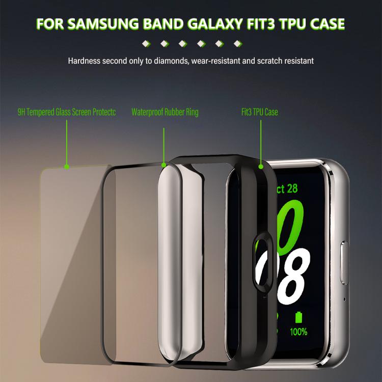 Tri-Beads Stainless Steel Watch Band with TPU Case and Strap Link Remover Set, For Samsung Galaxy Fit3