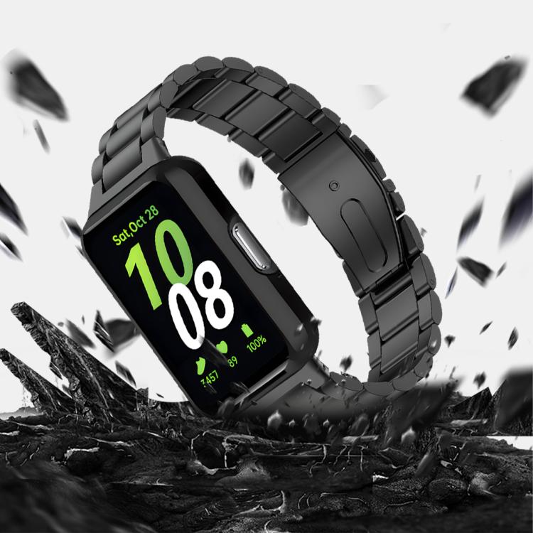 Tri-Beads Stainless Steel Watch Band with TPU Case and Strap Link Remover Set, For Samsung Galaxy Fit3