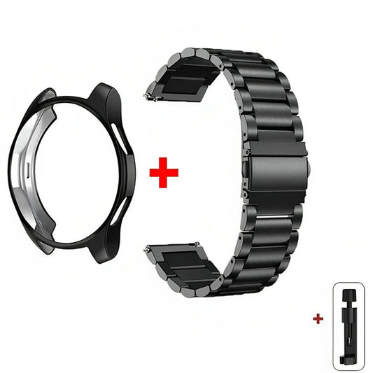 Tri-Beads Stainless Steel Watch Band with Semi-Enclosed TPU Case and Strap Link Remover Set, For Samsung Galaxy Watch6 Classic 47mm, For Samsung Galaxy Watch6 Classic 43mm, For Samsung Galaxy Watch5 Pro 45mm, For Samsung Galaxy Watch4  Classic 46mm    ...