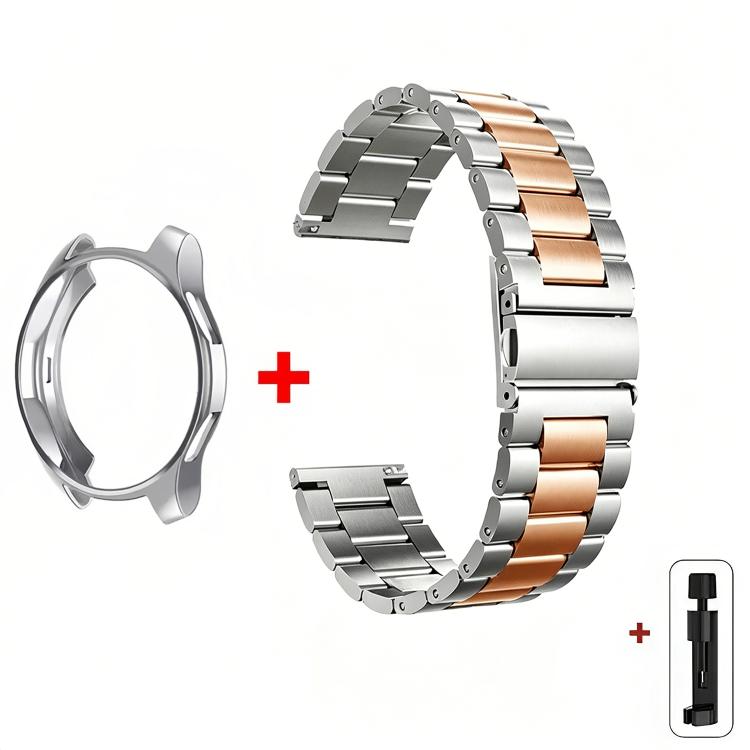 Tri-Beads Stainless Steel Watch Band with Semi-Enclosed TPU Case and Strap Link Remover Set, For Samsung Galaxy Watch6 Classic 47mm, For Samsung Galaxy Watch6 Classic 43mm, For Samsung Galaxy Watch5 Pro 45mm, For Samsung Galaxy Watch4  Classic 46mm    ...
