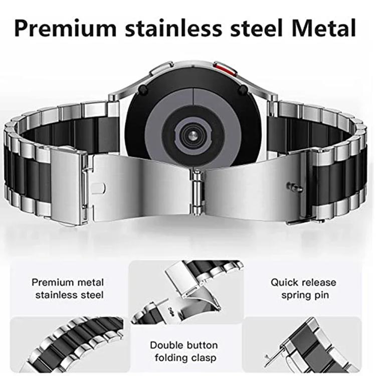 Tri-Beads Stainless Steel Watch Band with Semi-Enclosed TPU Case and Strap Link Remover Set, For Samsung Galaxy Watch6 Classic 47mm, For Samsung Galaxy Watch6 Classic 43mm, For Samsung Galaxy Watch5 Pro 45mm, For Samsung Galaxy Watch4  Classic 46mm    ...