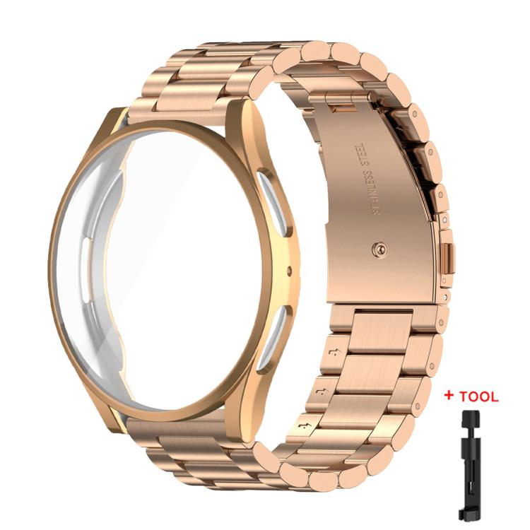 Tri-Beads Stainless Steel Watch Band with Full Coverage TPU Case and Strap Link Remover Set, For Samsung Galaxy Watch7 44mm, For Samsung Galaxy Watch7 40mm, For Samsung Galaxy Watch6 44mm, For Samsung Galaxy Watch6 40mm, For Samsung Galaxy Watch5 44mm ...