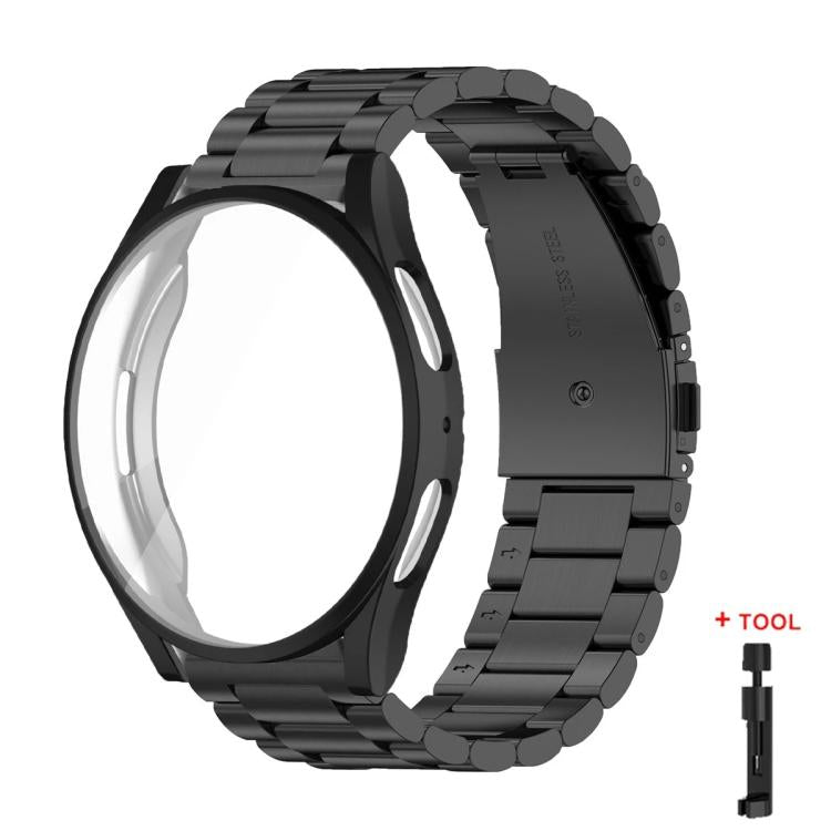 Tri-Beads Stainless Steel Watch Band with Full Coverage TPU Case and Strap Link Remover Set, For Samsung Galaxy Watch7 44mm, For Samsung Galaxy Watch7 40mm, For Samsung Galaxy Watch6 44mm, For Samsung Galaxy Watch6 40mm, For Samsung Galaxy Watch5 44mm ...