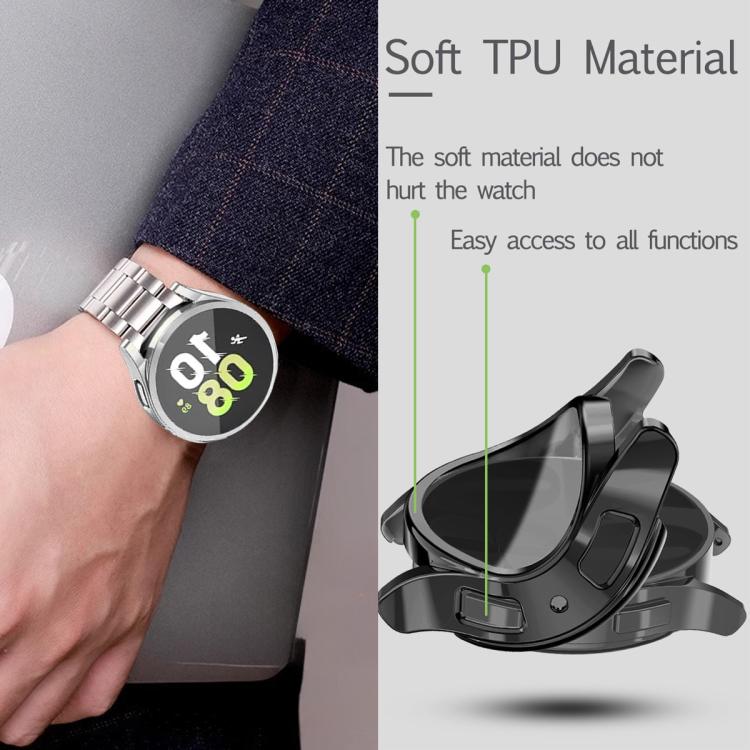 Tri-Beads Stainless Steel Watch Band with Full Coverage TPU Case and Strap Link Remover Set, For Samsung Galaxy Watch4 44mm, For Samsung Galaxy Watch4 40mm