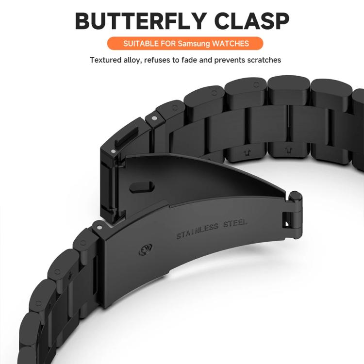 Tri-Beads Stainless Steel Watch Band with Full Coverage TPU Case and Strap Link Remover Set, For Samsung Galaxy Watch4 44mm, For Samsung Galaxy Watch4 40mm