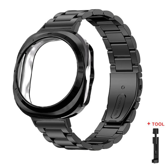 Three Beads Stainless Steel Watch Band with Semi-Enclosed TPU Case and Strap Link Remover Set, For Galaxy Watch Ultra2 2026 / 2025 / 1 2024