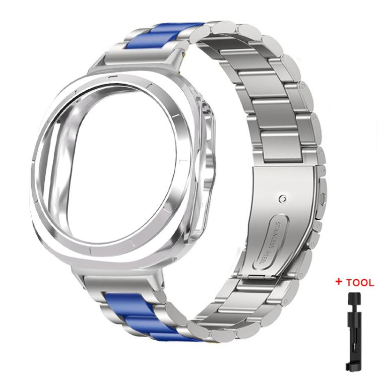 Three Beads Stainless Steel Watch Band with Semi-Enclosed TPU Case and Strap Link Remover Set, For Samsung Galaxy Watch Ultra / Ultra 2025