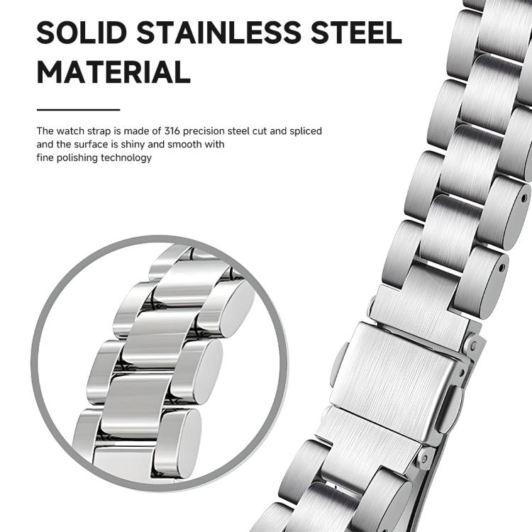 Three Beads Stainless Steel Watch Band with Semi-Enclosed TPU Case and Strap Link Remover Set, For Samsung Galaxy Watch Ultra / Ultra 2025