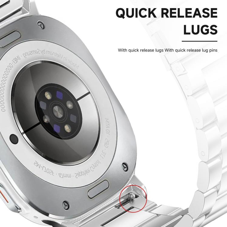 Three Beads Stainless Steel Watch Band with Semi-Enclosed TPU Case and Strap Link Remover Set, For Samsung Galaxy Watch Ultra / Ultra 2025