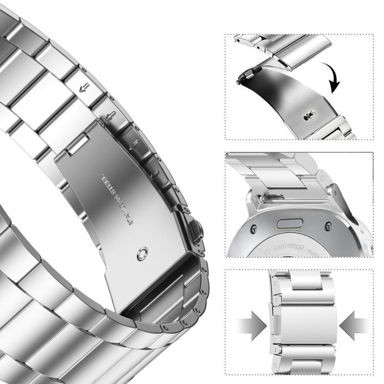 Three Beads Stainless Steel Watch Band with Semi-Enclosed TPU Case and Strap Link Remover Set, For Samsung Galaxy Watch Ultra / Ultra 2025