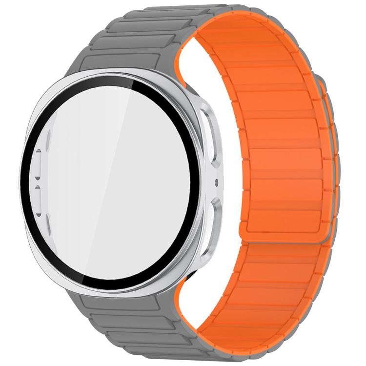 Tri-Beads Magnetic Silicone Watch Band with Film Integrated PC Case Set, For Samsung Galaxy Watch8 Classic 46mm, For Samsung Galaxy Watch8 44mm, For Samsung Galaxy Watch8 40mm
