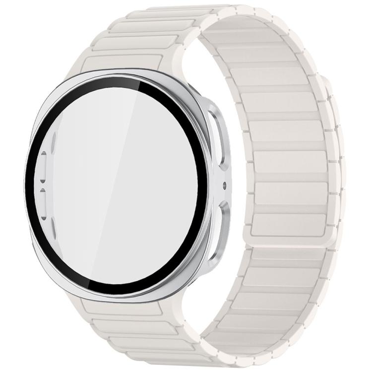Tri-Beads Magnetic Silicone Watch Band with Film Integrated PC Case Set, For Samsung Galaxy Watch8 Classic 46mm, For Samsung Galaxy Watch8 44mm, For Samsung Galaxy Watch8 40mm