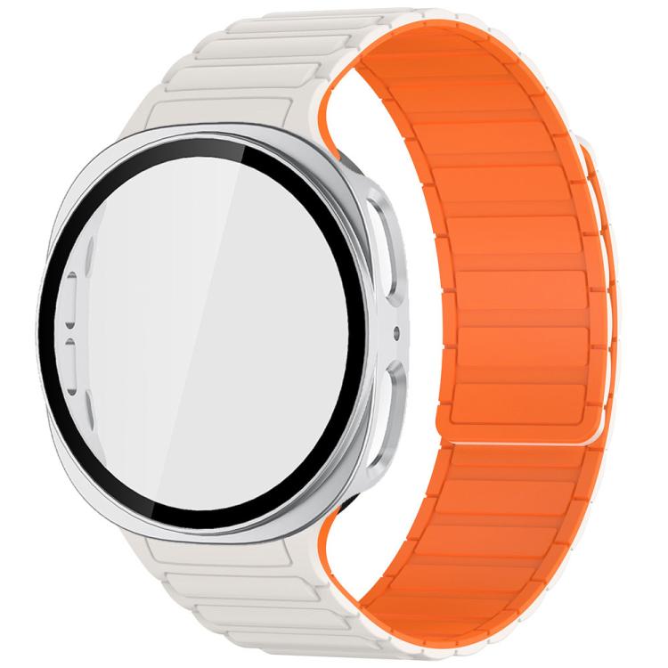 Tri-Beads Magnetic Silicone Watch Band with Film Integrated PC Case Set, For Samsung Galaxy Watch8 Classic 46mm, For Samsung Galaxy Watch8 44mm, For Samsung Galaxy Watch8 40mm