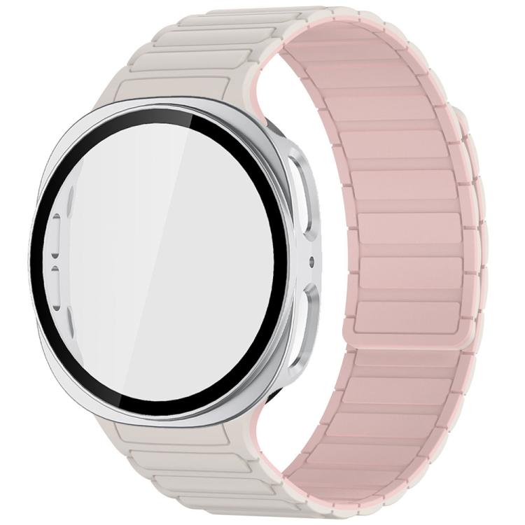 Tri-Beads Magnetic Silicone Watch Band with Film Integrated PC Case Set, For Samsung Galaxy Watch8 Classic 46mm, For Samsung Galaxy Watch8 44mm, For Samsung Galaxy Watch8 40mm