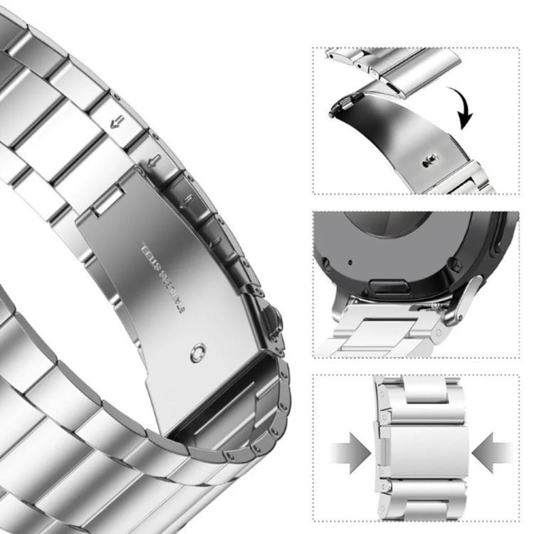 Three Beads Stainless Steel Watch Band with Film Integrated PC Case Set, For Samsung Galaxy Watch8 Classic 46mm, For Samsung Galaxy Watch8 44mm, For Samsung Galaxy Watch8 40mm