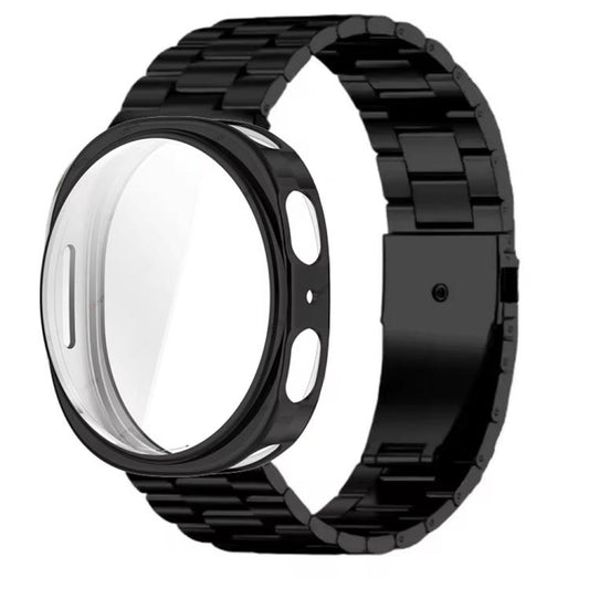 Three Beads Stainless Steel Watch Band with TPU Case Set, For Galaxy Watch9 / 8 44mm, For Galaxy Watch9 / 8 40mm, For Galaxy Watch8 Classic 46mm